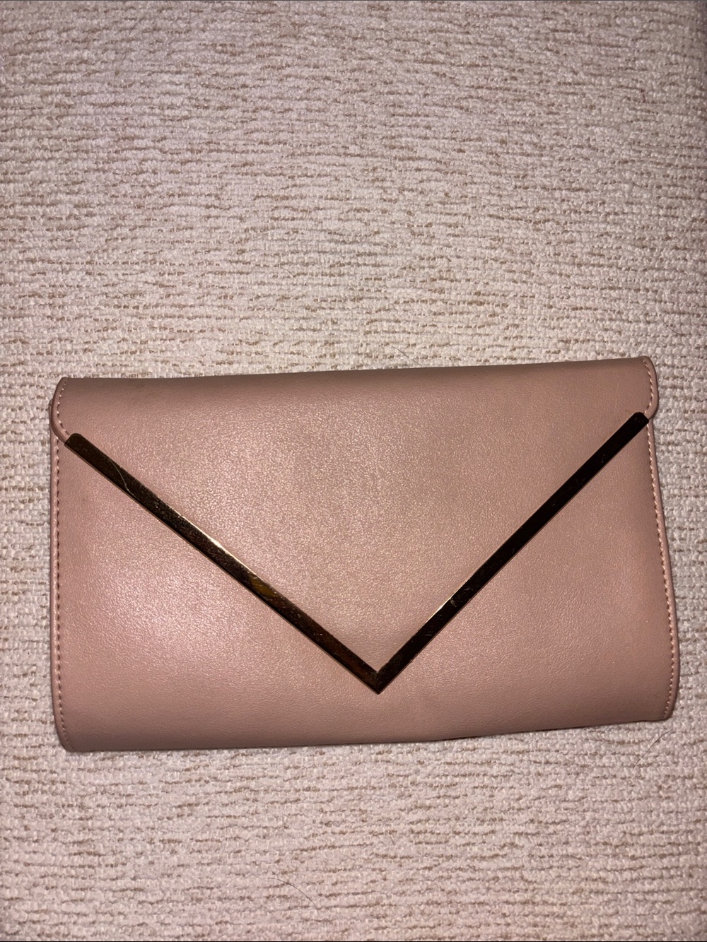 Madison West Gold and Nude Clutch with Crossbody Chain ( fully detachable )